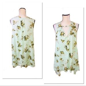Free People Floral Mini Dress - Green and Yellow